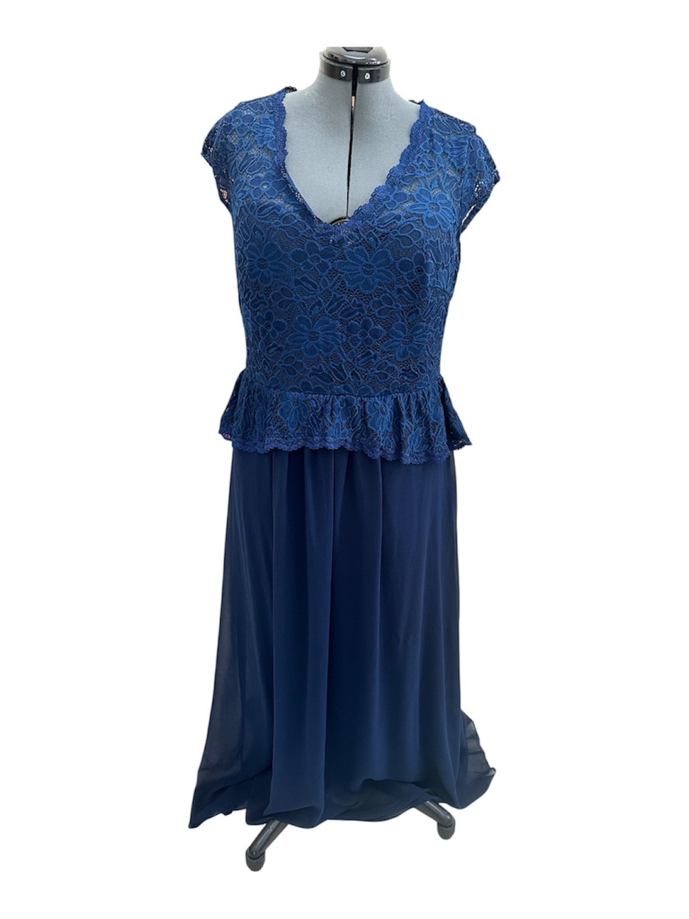 Ever Pretty Navy Lace Peplum Evening Dress